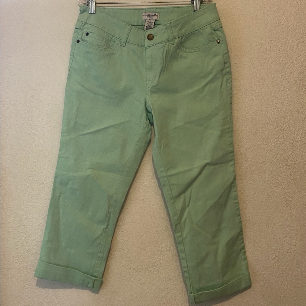 Caribbean Joe Light Green Petite Pants Size 6 Petite